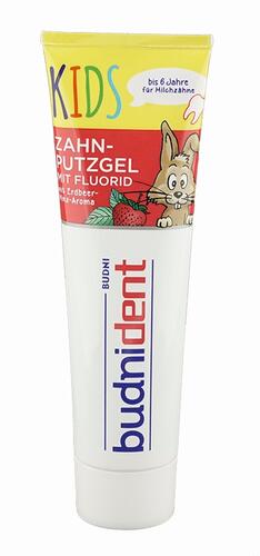 Budnident Zahnputzgel mit Fluorid Kids, Erdbeer-Minz-Aroma Budnident Zahnputzgel mit Fluorid Kids, Erdbeer-Minz-Aroma
