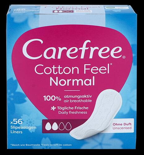 Carefree Cotton Feel Slipeinlagen, Normal, ohne Duft, 56 Stück