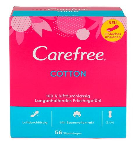 Carefree Cotton Slipeinlagen, luftdurchlässig, S/M