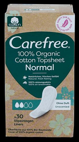 Carefree Organic Cotton Slipeinlagen, Normal, ohne Duft, 30 Stück