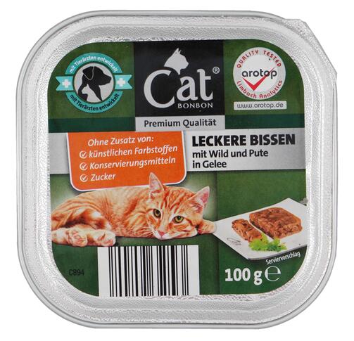 Cat Bonbon Leckere Bissen mit Wild und Pute in Gelee