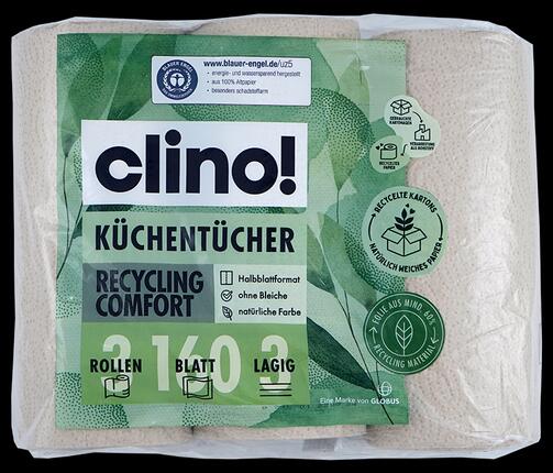 Clino! Küchetücher Recycling Comfort, 3-lagig, 3 Rollen