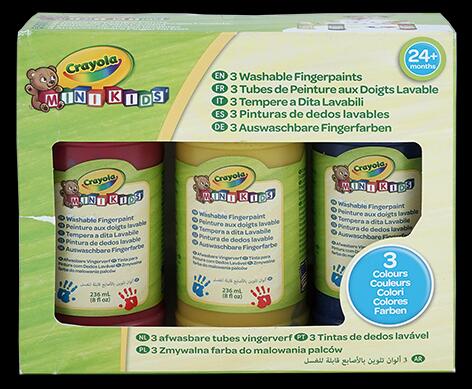 Crayola Mini Kids 3 auswaschbare Fingerfarben, gelb, rot, blau