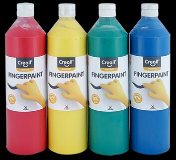 Creall Fingerpaint, 750 ml, 4 Einzelfarben gelb, rot, grün, blau