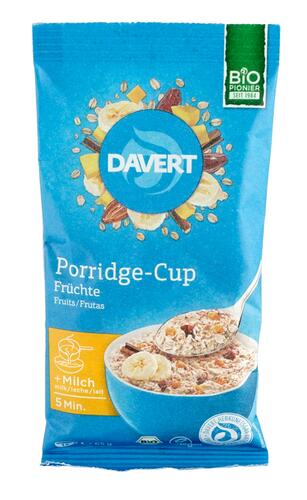 Davert Porridge-Cup Früchte, Portionsbeutel, vegan