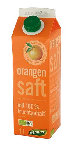 Dennree Orangensaft mit 100 % Fruchtgehalt