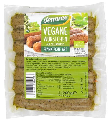 Dennree Vegane Würstchen Fränkische Art