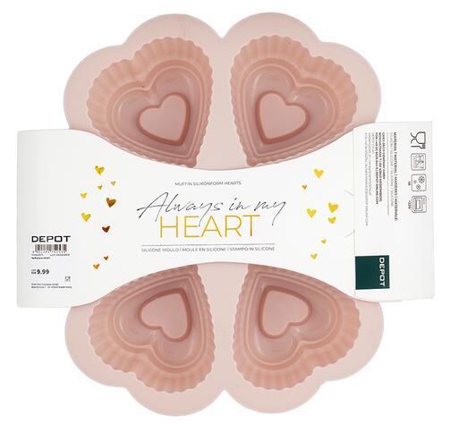 Depot Muffin Silikonform Hearts, 6er