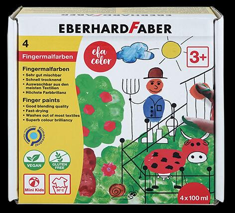 Eberhard Faber 4 Fingermalfarben, gelb, rot, grün, blau