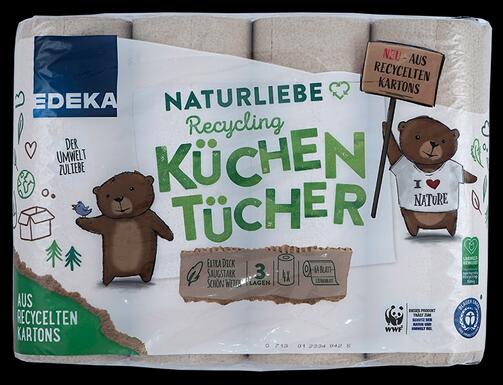 Edeka Naturliebe Recycling Küchentücher, 3-lagig, 4 Rollen