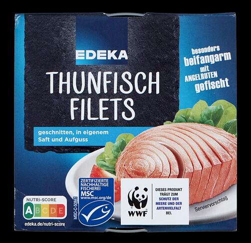 Edeka Thunfischfilets geschnitten, in eigenem Saft und Aufguss