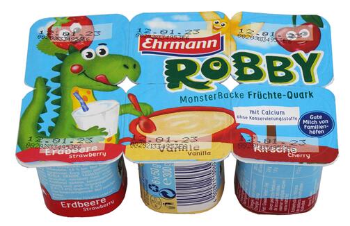 Ehrmann Robby Monsterbacke Früchte-Quark Erdbeere, Vanille,