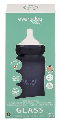 Everyday Baby Glasflasche S Silikonmantel Blueberry, 150 ml