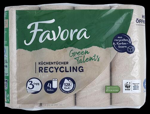 Favora Green Talents Küchentücher Recycling, 3-lagig, 4 Rollen