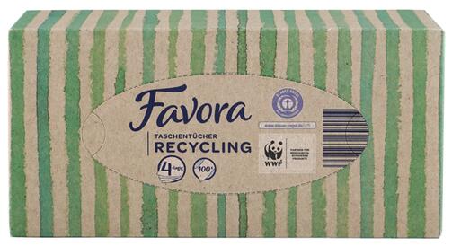 Favora Taschentücher Recycling, 4-lagig, Box