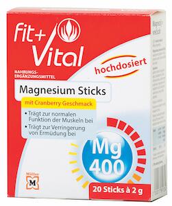 Fit + Vital Magnesium Sticks mit Cranberry Geschmack