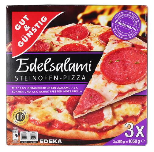 Gut & Günstig Edelsalami Steinofen-Pizza, 3 Stück