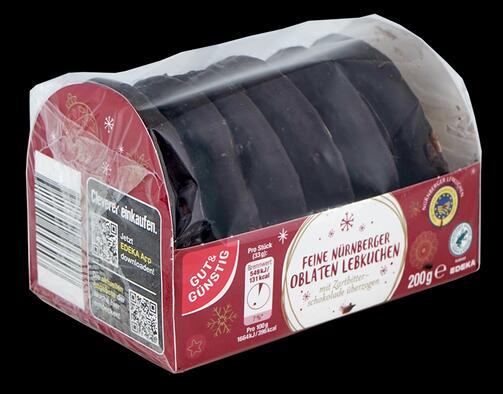Gut & Günstig Feine Nürnberger Oblaten Lebkuchen, mit Zartbitterschokolade, g.g.A.