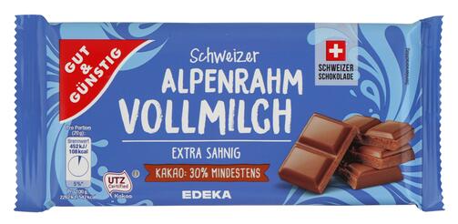 Gut & Günstig Schweizer Alpenrahm Vollmilch, UTZ