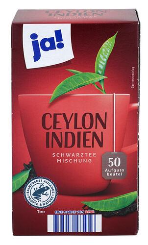 Ja! Ceylon Indien Schwarztee Mischung, 50 Beutel