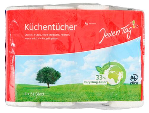 Jeden Tag Küchentücher 33% Recyclingfaser