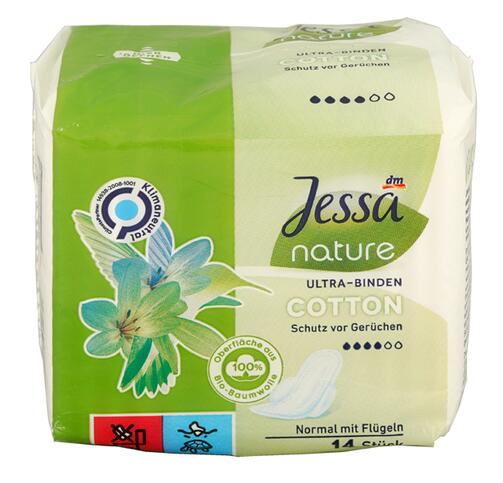 Jessa Nature Ultra-Binden Cotton, normal mit Flügeln