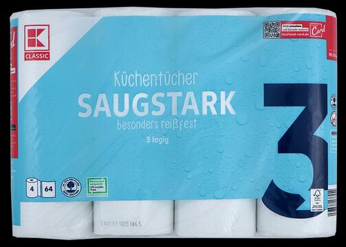 K-Classic Küchentücher, 3-lagig, 4 Rollen