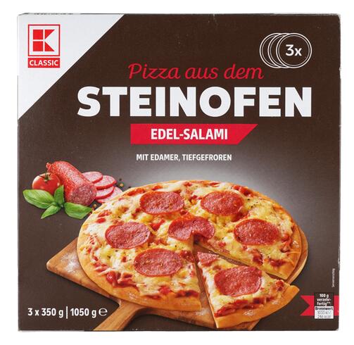 K-Classic Pizza aus dem Steinofen Edel-Salami, 3 Stück