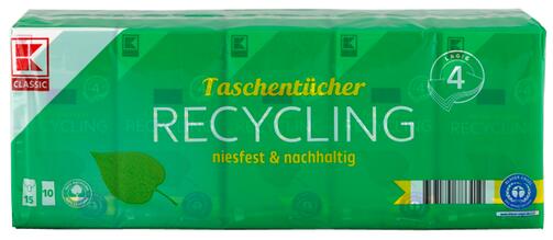 K-Classic Taschentücher Recycling, 4-lagig