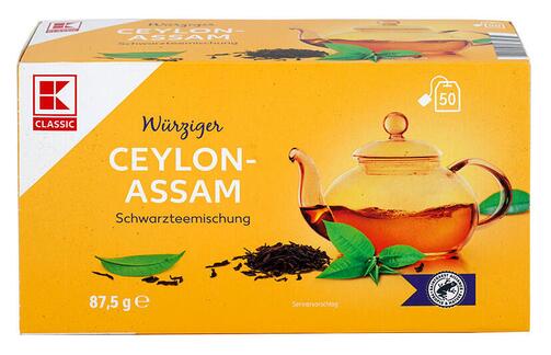 K-Classic Würziger Ceylon-Assam Schwarzteemischung, 50 Beutel