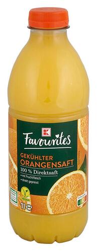 K-Favourites Orangensaft mit Fruchtfleisch, 100% Direktsaft, gekühlt