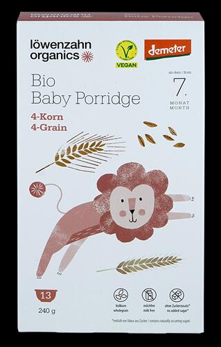 Löwenzahn Organics Bio Baby Porridge 4-Korn, Demeter