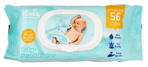 Mamia Baby-Feuchttücher 99% Wasser, 2er Pack