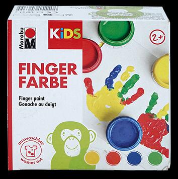 Marabu Kids Fingerfarbe, 4er Set, gelb, rot, grün, blau