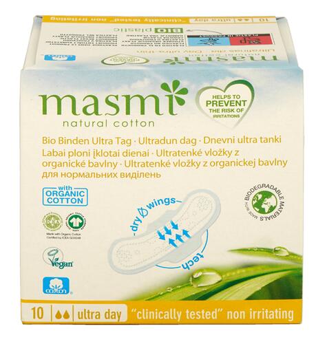 Masmi Natural Cotton Bio Binden Ultra Tag, mit Flügeln