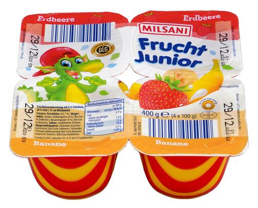 Milsani Frucht Junior Erdbeere, Banane