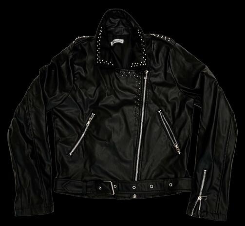 Motorrad-Jacke für Damen mit Reißverschluss PU-Leder Nieten, schwarz, Gr. M Motorrad-Jacke für Damen mit Reißverschluss PU-Leder Nieten, schwarz, Gr. M