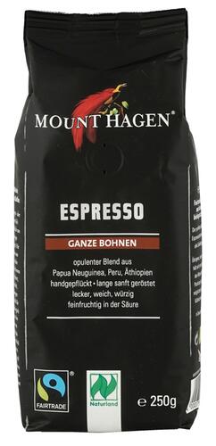 Mount Hagen Espresso ganze Bohne, Fairtrade, Naturland