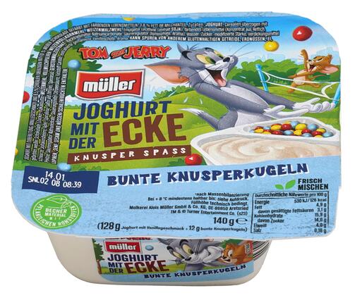 Müller Joghurt mit der Ecke Tom and Jerry
