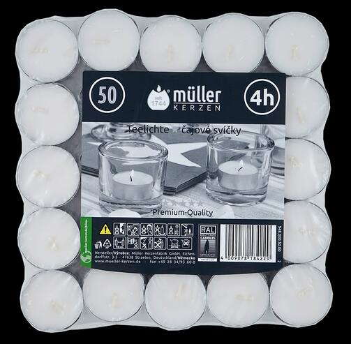 Müller Kerzen Teelichte Premium-Quality, 50 Stück