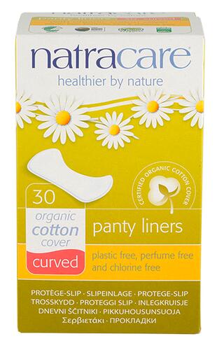 Natracare Panty Liners 30 Organic Cotton Cover, curved
