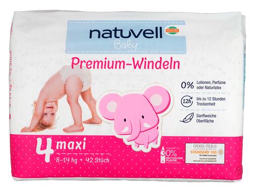 Natuvell Baby Premium-Windeln, Größe 4, Maxi, 8-14 kg
