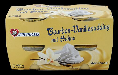 Neuburger Bourbon-Vanillepudding mit Sahne