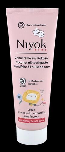 Niyok Kids Zahncreme aus Kokosöl Strawberry & Raspberry, ab dem ersten Milchzahn