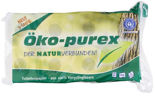 Öko-Purex Toilettenpapier aus 100% Recyclingfasern