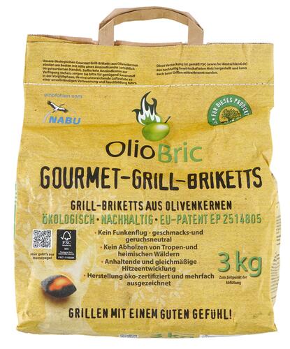 Olio Bric Gourmet-Grill-Briketts aus Olivenkernen Olio Bric Gourmet-Grill-Briketts aus Olivenkernen