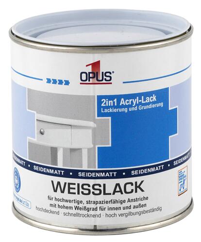 Opus 1 Weißlack 2 in 1 Acryl-Lack seidenmatt