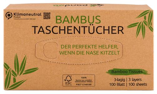 Pandoo Bambus Taschentücher, 3-lagig, Box