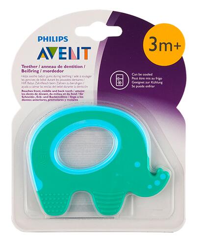 Philips Avent Beißring Elefant, grün, hellblau