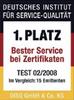 Platz 1 (Bester Sevice bei Zertifikaten)